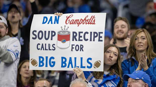 Detroit Lions Dan Campbell sign at Ford Field